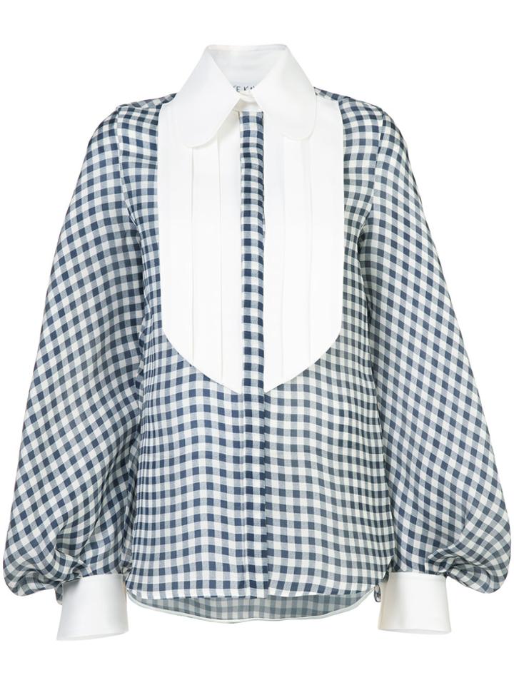 Dice Kayek Gingham Poet Sleeve Blouse - Blue