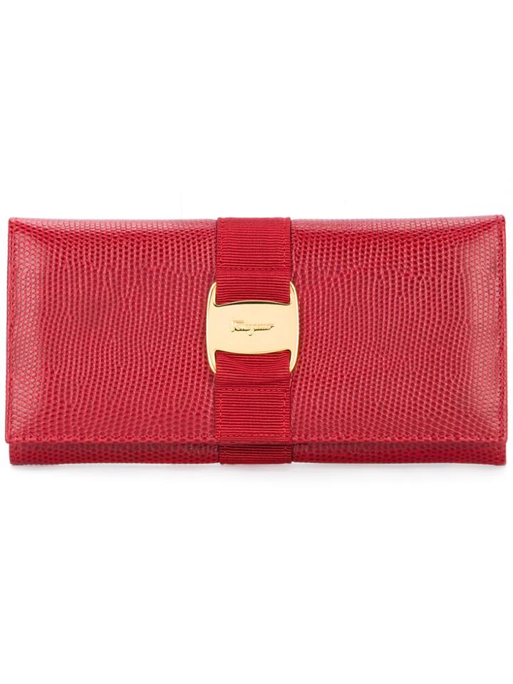Salvatore Ferragamo Vintage Vara Bifold Long Wallet - Red