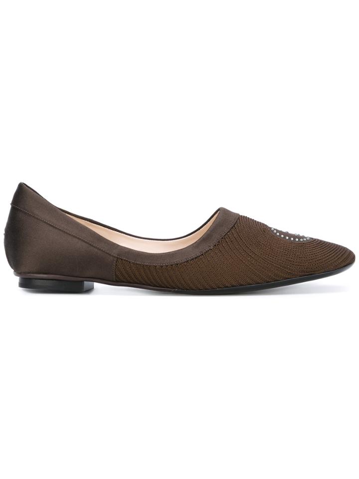Giorgio Armani Vintage Logo Studded Ballerina Shoes - Brown