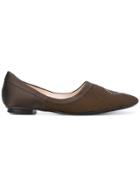 Giorgio Armani Vintage Logo Studded Ballerina Shoes - Brown