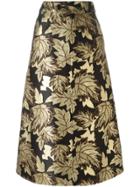 Saint Laurent Floral Embroidered Skirt - Black