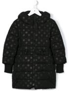 Monnalisa Polka Dot Padded Coat, Girl's, Size: 8 Yrs, Black