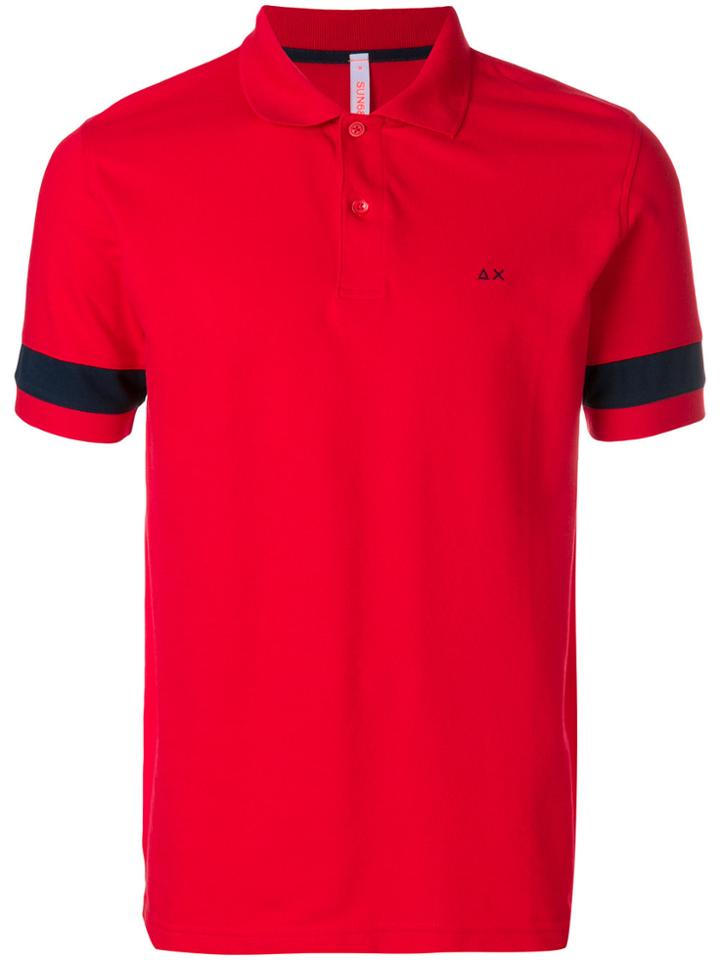 Sun 68 Stripe Sleeve Polo Shirt - Red