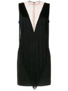 Stella Mccartney Deep-v Fringed Mini-dress - Black