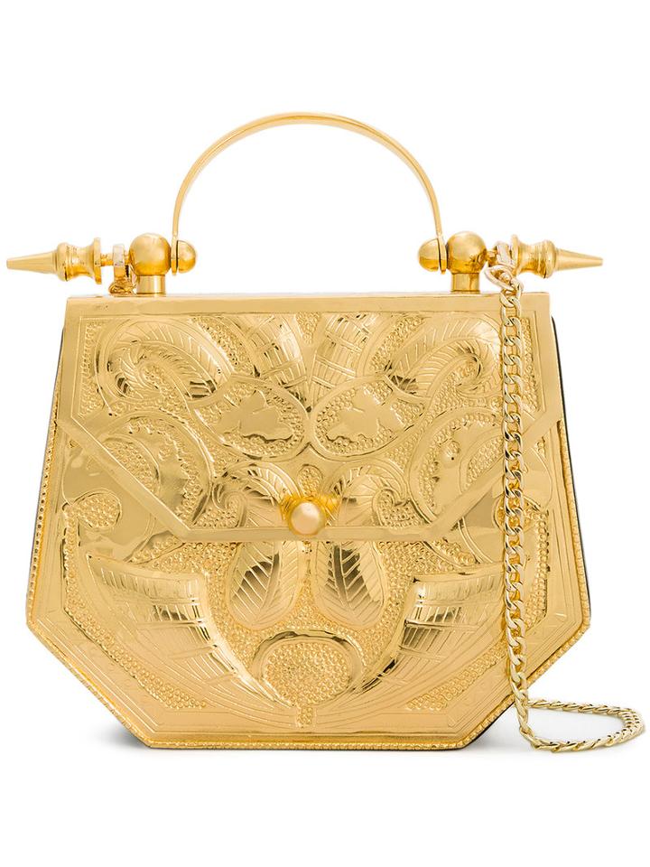 Okhtein - Palmette Paisley Hammered Bag - Women - Leather/brass - One Size, Women's, Grey, Leather/brass