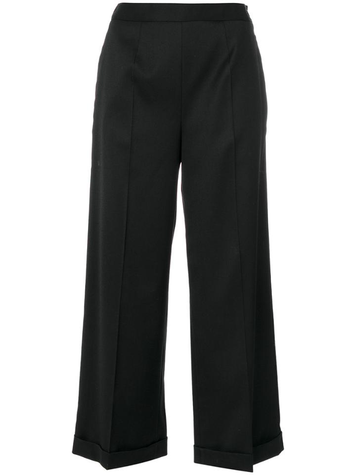 Mm6 Maison Margiela Cropped Wide Leg Trousers - Black