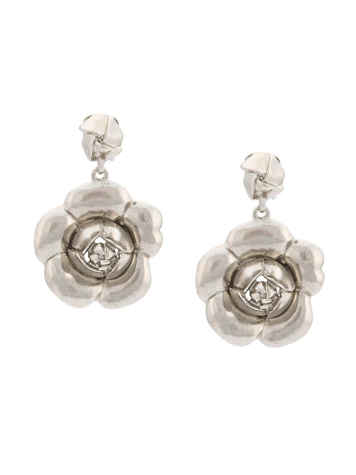 Oscar De La Renta Gardenia Drop Earrings - Grey