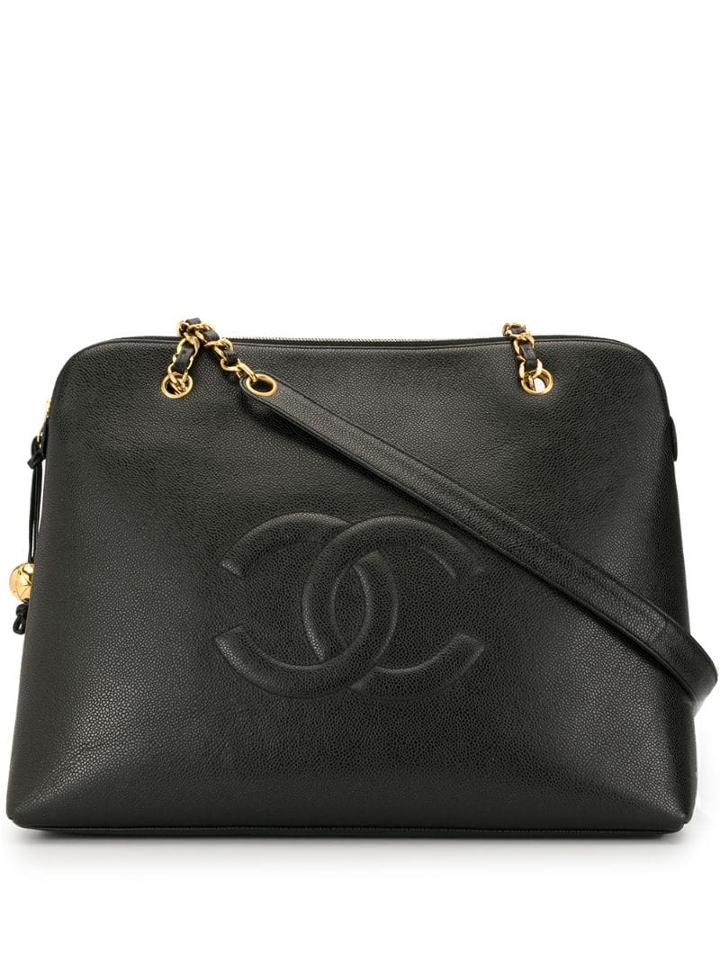 Chanel Pre-owned Cc Logos Chain Shoulder Tote Bag - Black