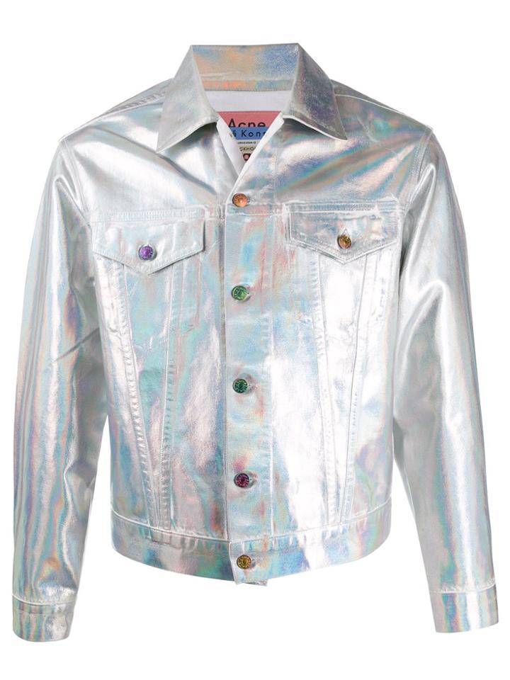 Acne Studios 1998 Holographic Foil Denim Jacket - Silver
