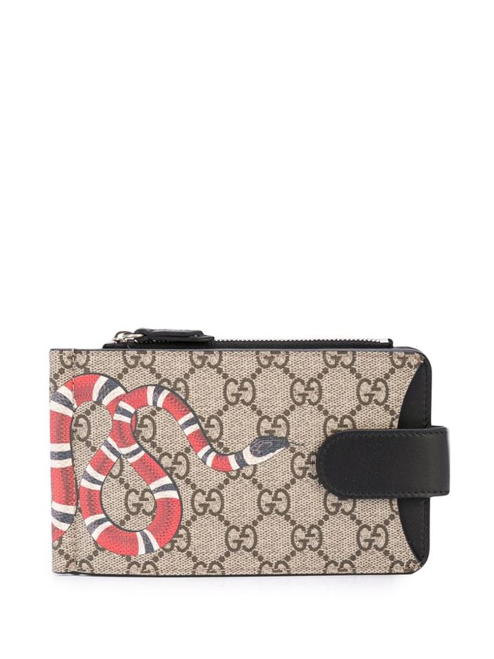 Gucci Gg Supreme Kingsnake Cardholder - Brown