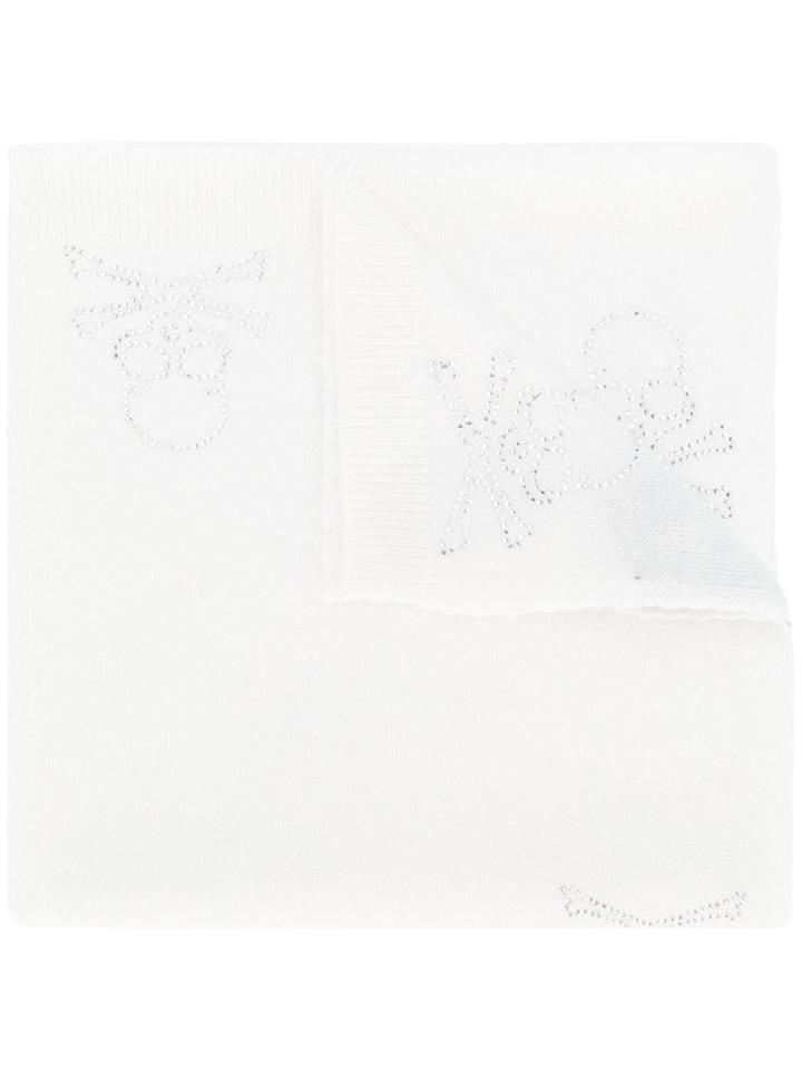 Philipp Plein Microstud Skull Scarf - White