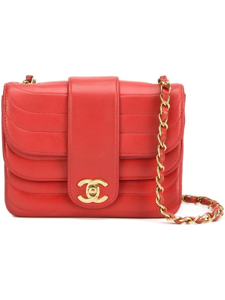 Chanel Vintage Mini Double Flap Crossbody Bag, Women's, Red