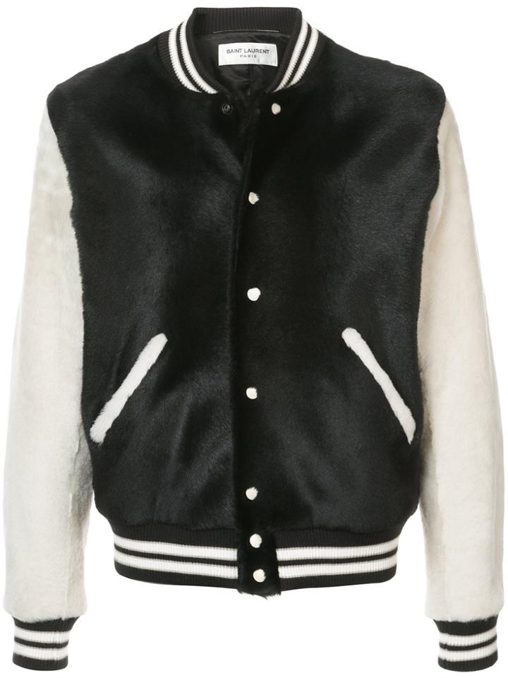 Saint Laurent Fur Bomber Jacket - Black