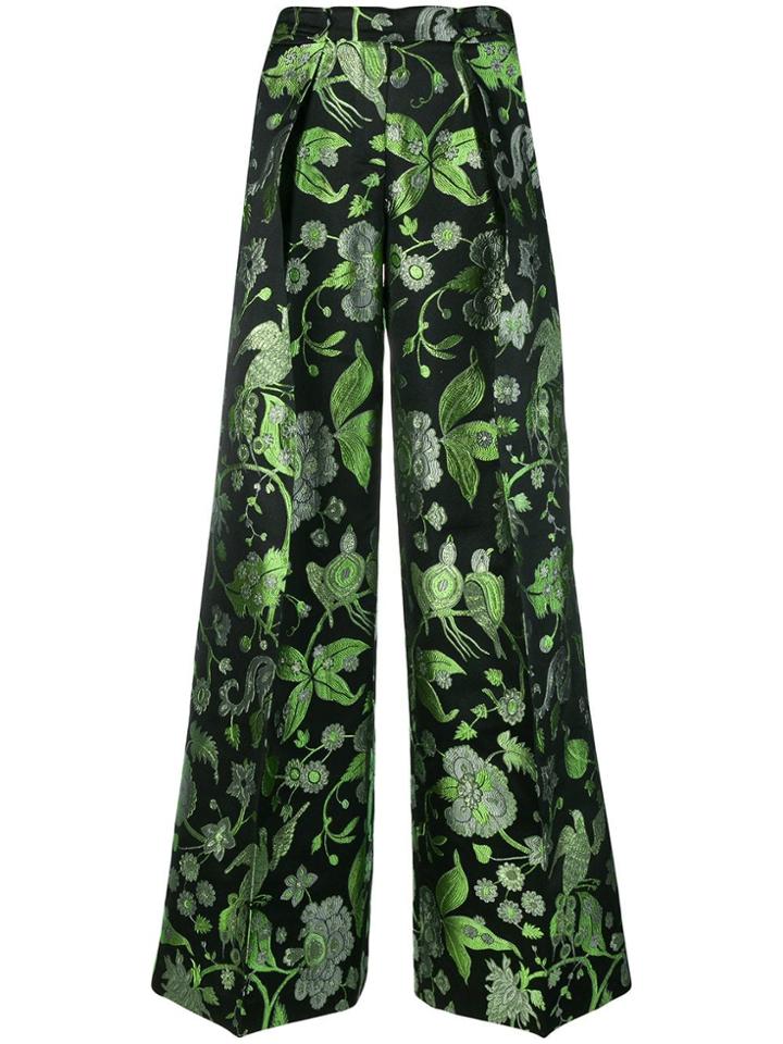 Christian Pellizzari Foliage Print Palazzo Trousers - Green