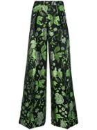 Christian Pellizzari Foliage Print Palazzo Trousers - Green