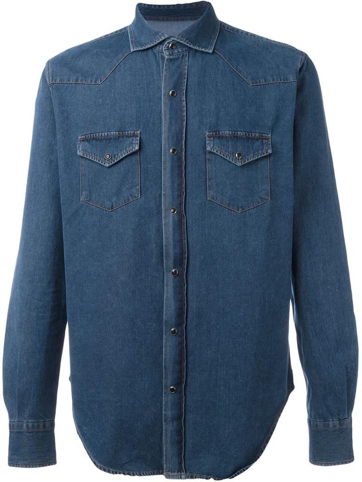 Eleventy Classic Denim Shirt, Men's, Size: Xxl, Blue, Cotton