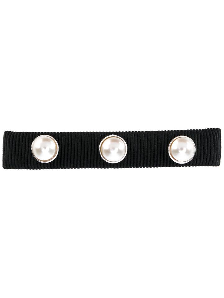 Salvatore Ferragamo - Pear-embellished Hair Clip - Women - Cotton - One Size, Black, Cotton