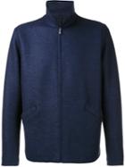 Harris Wharf London Standing Collar Zip Jacket, Men's, Size: 46, Blue, Virgin Wool