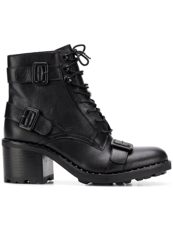 Ash Multiple Buckle Straps Boots - Black