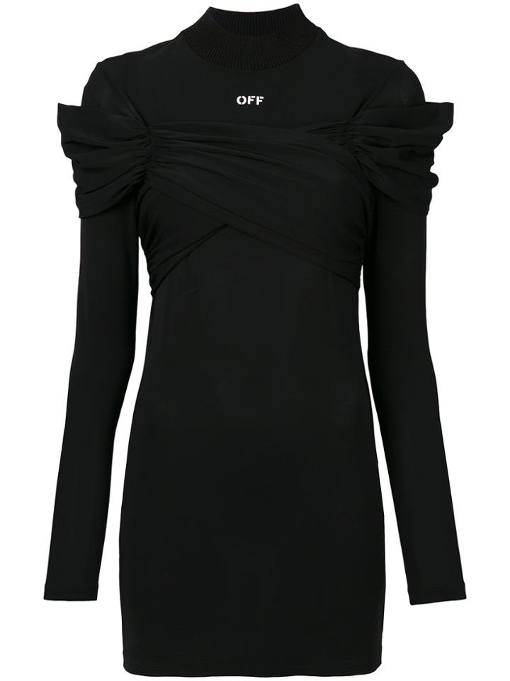 Off-white Draped Jersey Mini Dress - Black
