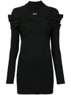 Off-white Draped Jersey Mini Dress - Black