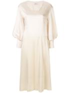 Goen.j Balloon-sleeved Two-tone Dress - Neutrals