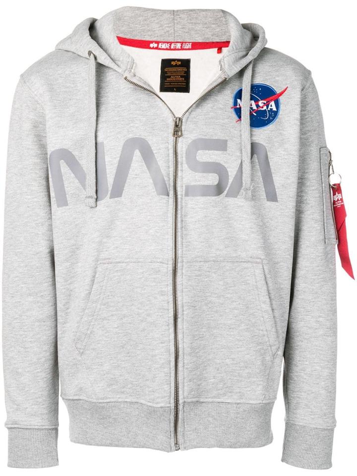 Alpha Industries Nasa Zipped Hoodie - Grey