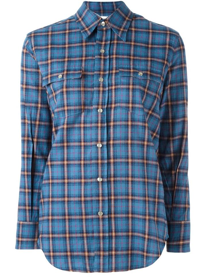 Saint Laurent 70's Collar Western Shirt, Women's, Size: Small, Blue, Cotton