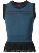 Yigal Azrouel Fringed Ribbed Knit Top