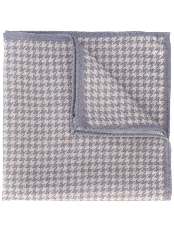 Eleventy Houndstooth Pocket Square, Men's, Nude/neutrals, Wool