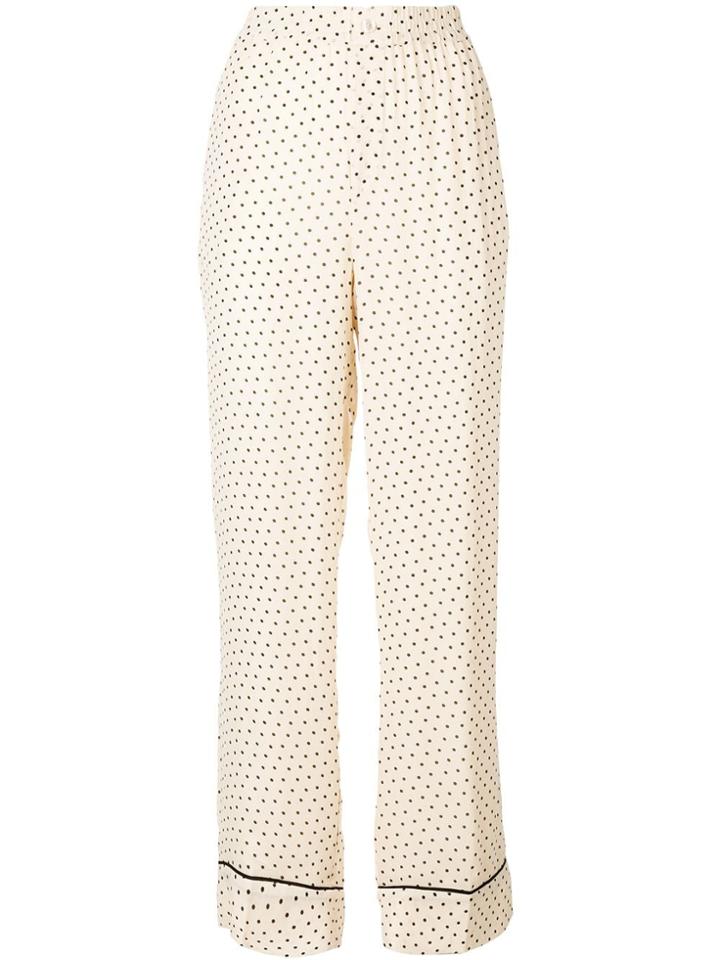 Ganni Dotted Print Trousers - Neutrals