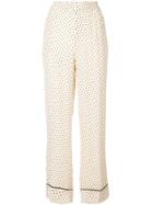 Ganni Dotted Print Trousers - Neutrals