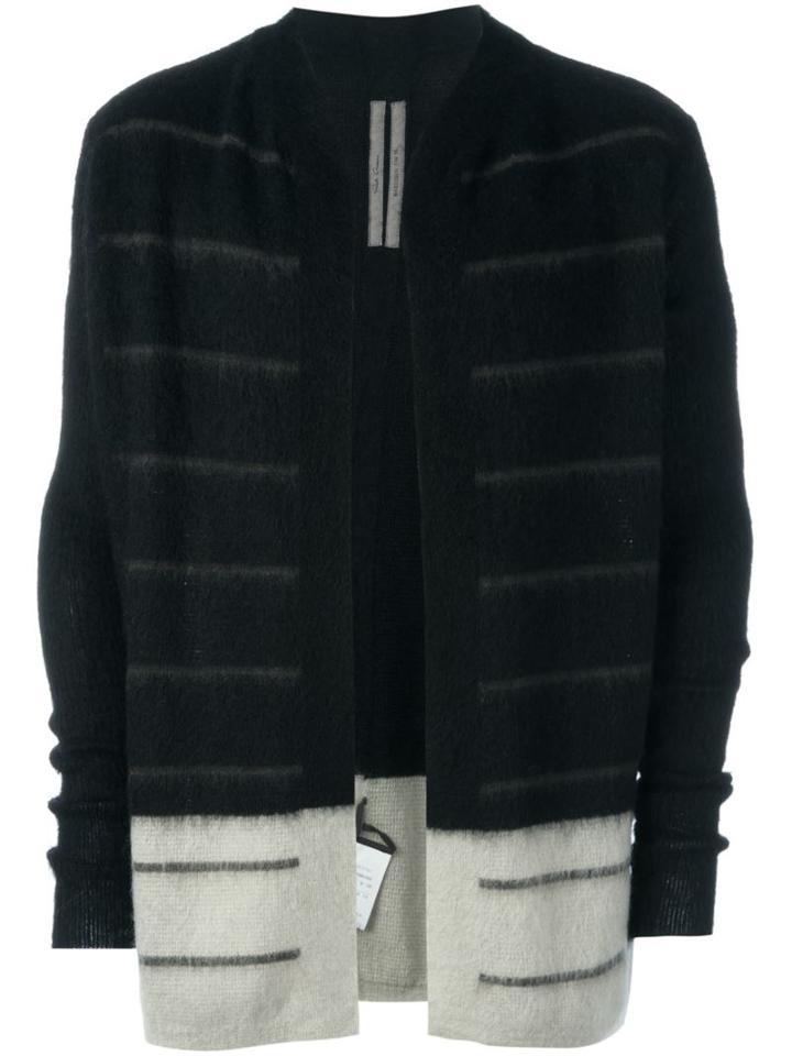 Rick Owens Two-tone Cardigan, Men's, Size: Large, Black, Polyamide/mohair/wool