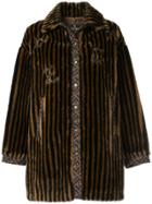 Fendi Vintage Striped Faux Fur Coat - Brown