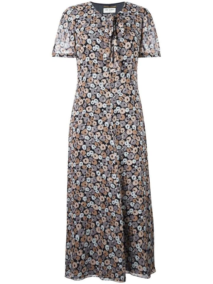 Saint Laurent Floral Print Dress, Women's, Size: 36, Silk