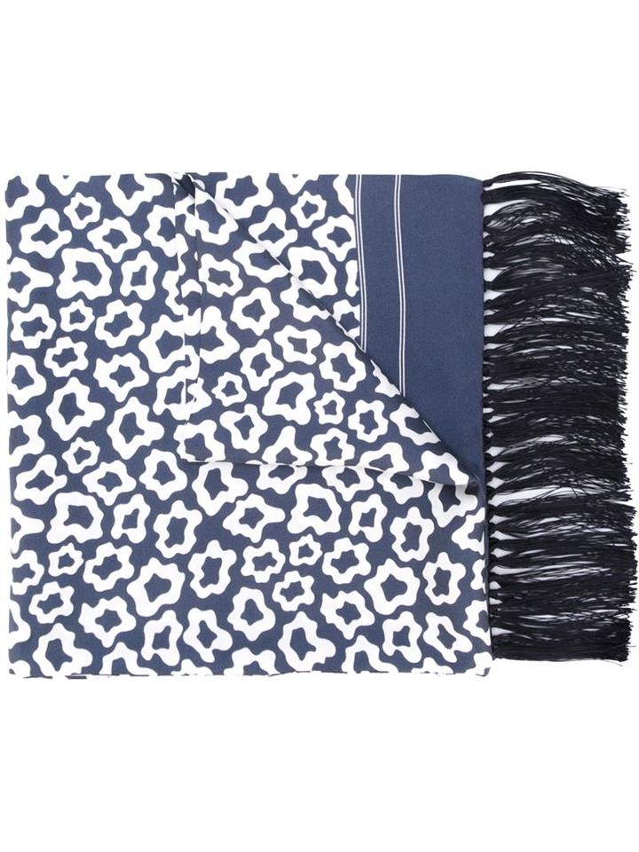 E. Tautz Printed Scarf, Men's, Blue, Silk