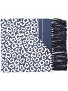 E. Tautz Printed Scarf, Men's, Blue, Silk