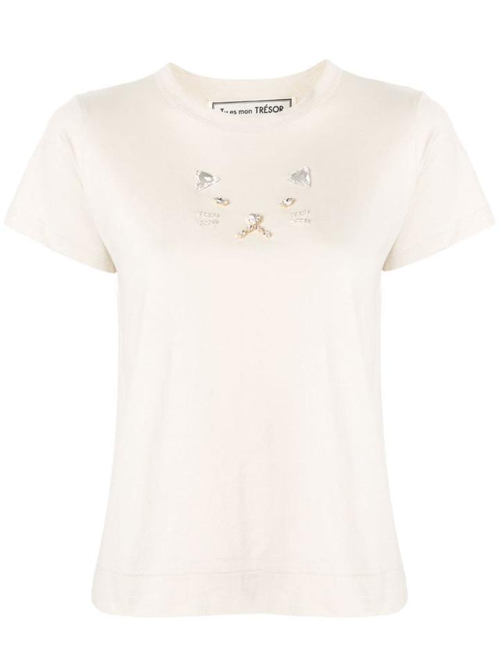 Tu Es Mon Trésor Cat Bijou T-shirt - Neutrals