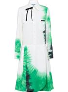 Prada Tie-dye Print Shirt Dress - White