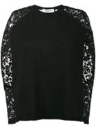 Valentino - Lace Long Sleeve Jumper - Women - Cotton/polyamide/viscose/virgin Wool - M, Black, Cotton/polyamide/viscose/virgin Wool