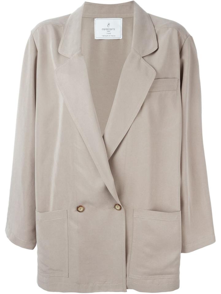 Carolina Ritzler Double Breasted Oversized Jacket - Nude & Neutrals
