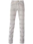 Jacob Cohen Plaid Straight Leg Trousers, Men's, Size: 32, Nude/neutrals, Cotton/spandex/elastane
