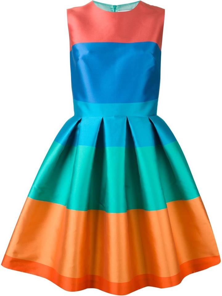 Daizy Shely Striped Pleated Dress, Women's, Size: 42, Blue, Cotton/polyester/other Fibers/viscose