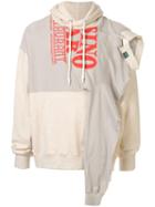 Maison Mihara Yasuhiro Asymmetric Patchwork Hoodie - Neutrals