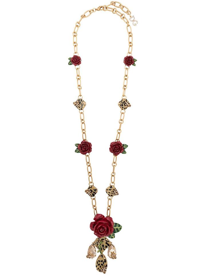 Dolce & Gabbana Floral Charm Necklace - Gold