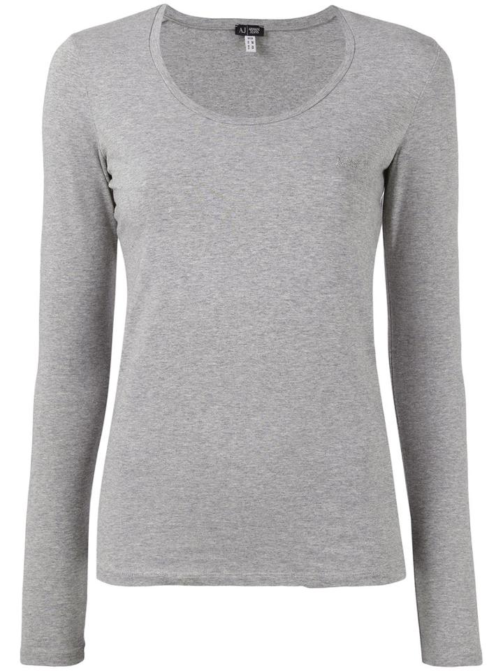 Armani Jeans - Classic Sweater - Women - Cotton/spandex/elastane - 38, Grey, Cotton/spandex/elastane