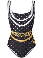 Moschino Chain And Necklace Print Swimsuit - Black