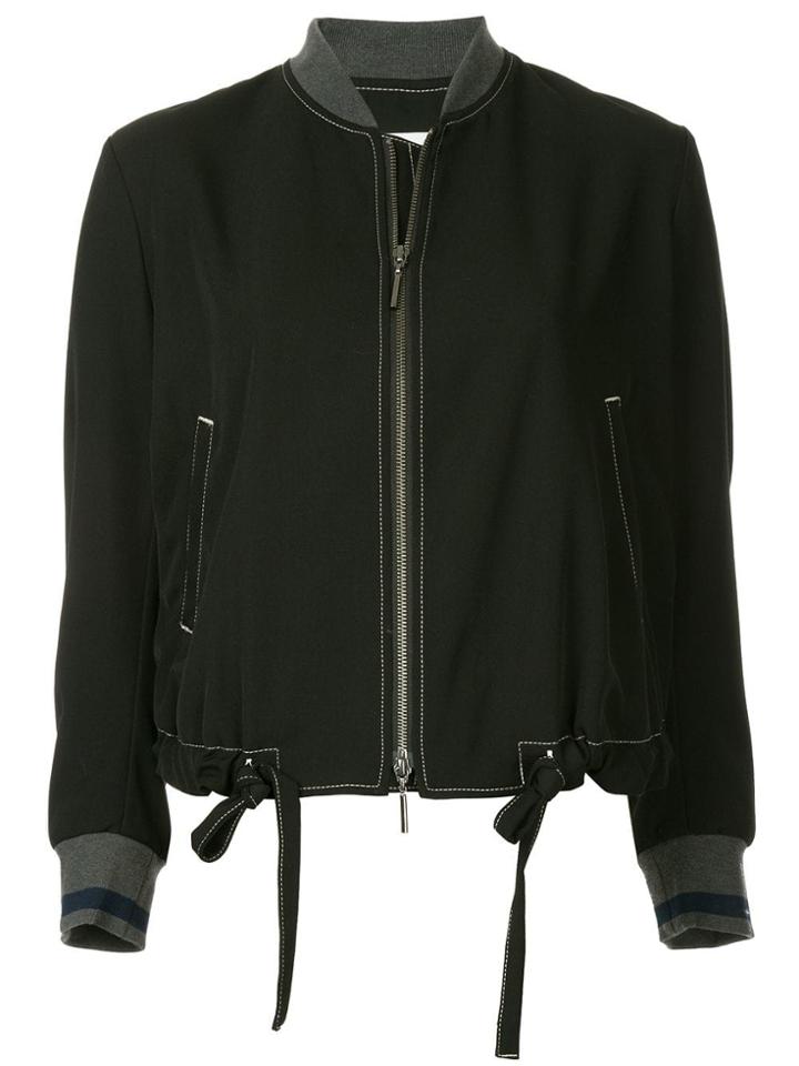 Ujoh Contrast Cuff Bomber Jacket - Black