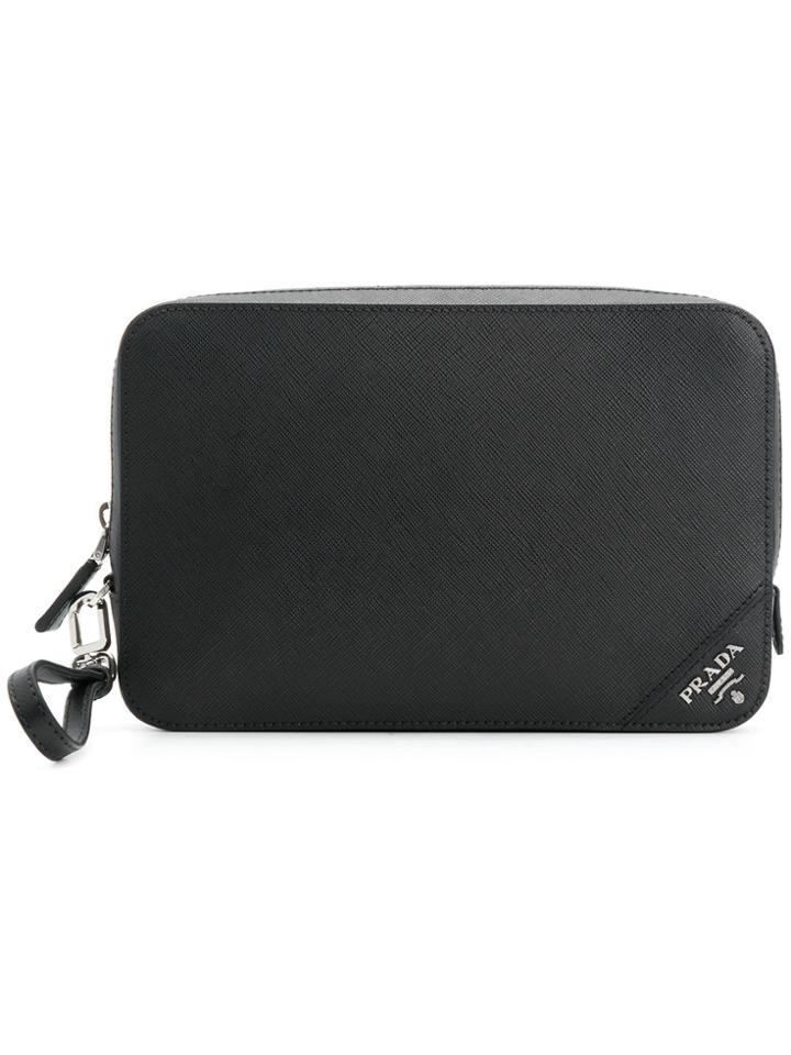 Prada Logo Detail Clutch - Black