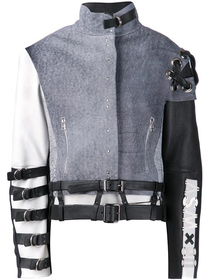 Anne Sofie Madsen 'moonstone' Jacket, Women's, Size: Small, Grey, Leather/neoprene